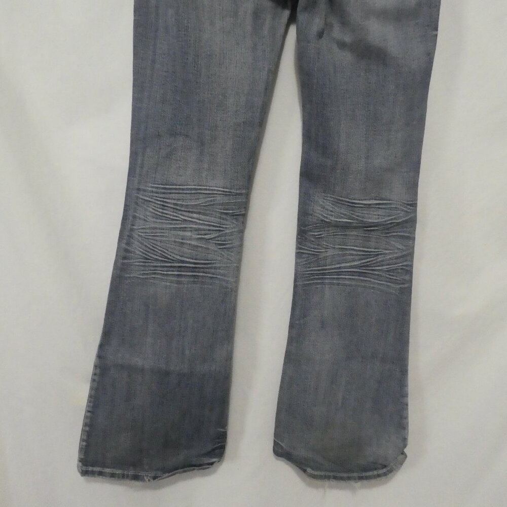 AMETHYST | 14 inch waist measured | Distressed Faded Blue Flare Jeans - Picture 14 of 16